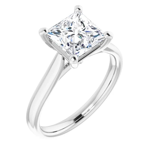 Four Claw Princess Solitaire Engagement Ring