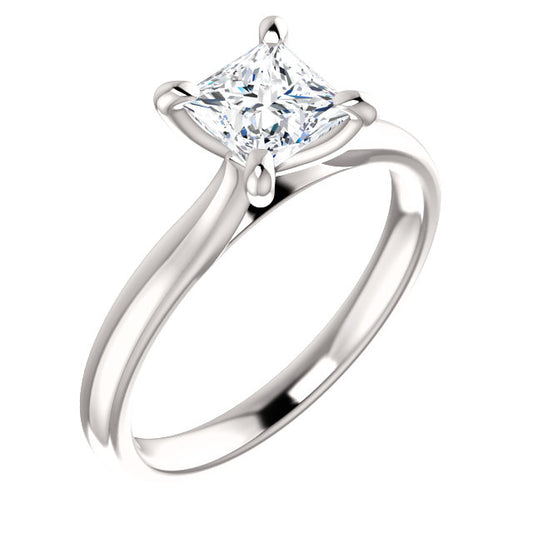 Four Claw Princess Solitaire Engagement Ring