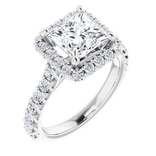 Princess Halo Style Engagement Ring