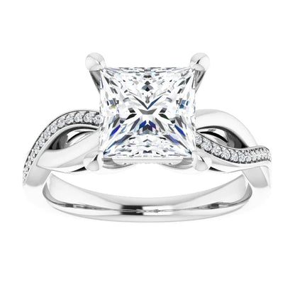 Princess Claw Set Twist Style Engagement Ring