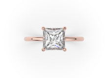 Princess Thin Band Solitaire Engagement Ring