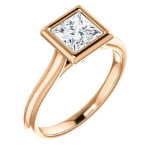 Solitaire Princess Cut Bezel Engagement Ring - I Heart Moissanites