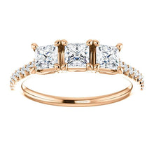 Princess Tri -Stone Style Engagement Ring