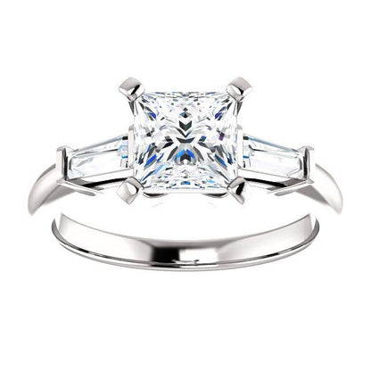 Princess Accent Engagement Ring - I Heart Moissanites