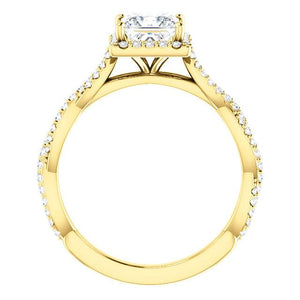 Princess Twist Halo Style Engagement Ring - I Heart Moissanites