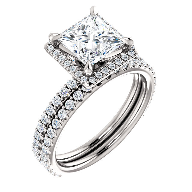 Princess Halo Style Engagement Ring