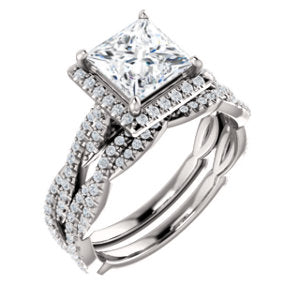 Princess Twist Halo Style Engagement Ring