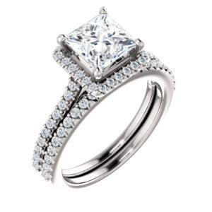 Princess Halo & Heart Style Engagement Ring