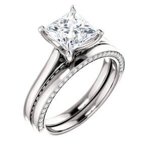 Princess Solitaire & Hidden Diamond Band Engagement Ring