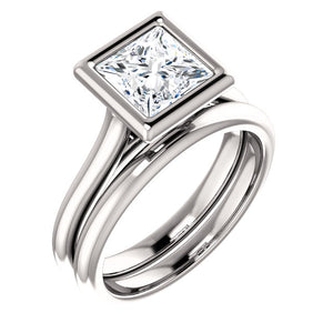 Solitaire Princess Cut Bezel Engagement Ring