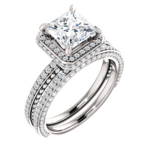 Princess Halo Style Engagement Ring