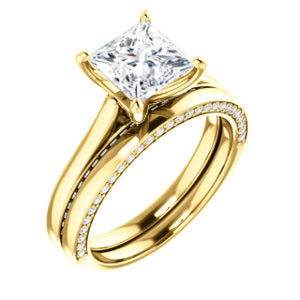 Princess Solitaire & Hidden Diamond Band Engagement Ring