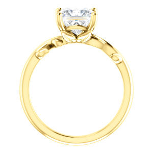Princess Solitaire Leaf Design Engagement Ring