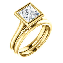 Solitaire Princess Cut Bezel Engagement Ring