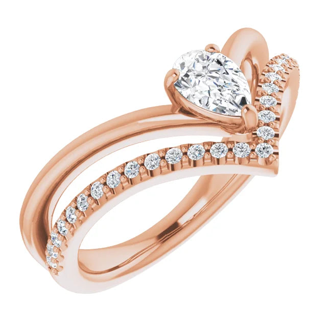 Pointed Pear Claw Set Style Engagement Ring