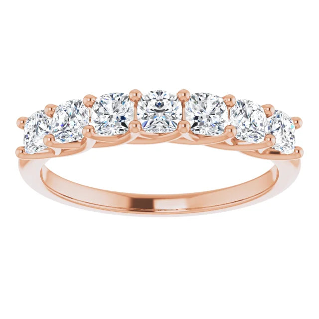 Seven Stone Cushion Cut Diamond Anniversary Band