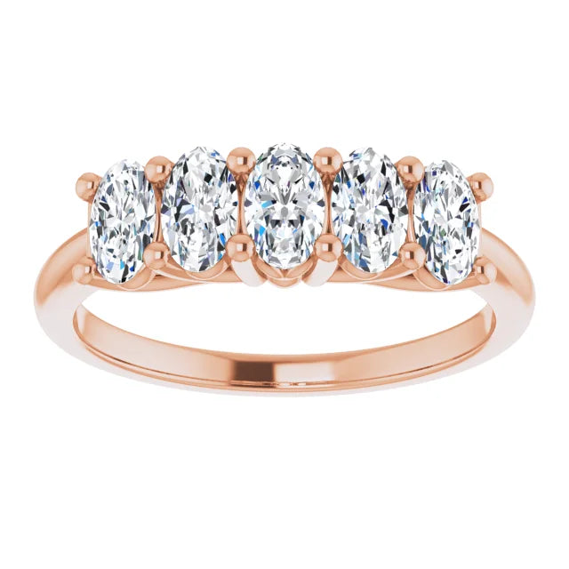 Five Stone Oval Cut Diamond Anniversary Band