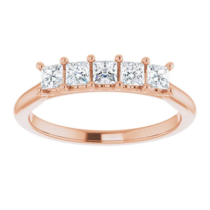 Five Stone Princess Cut Lab Diamond Anniversary Band