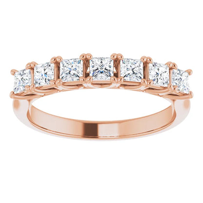 Seven Stone Princess Cut Lab Diamond Anniversary Band