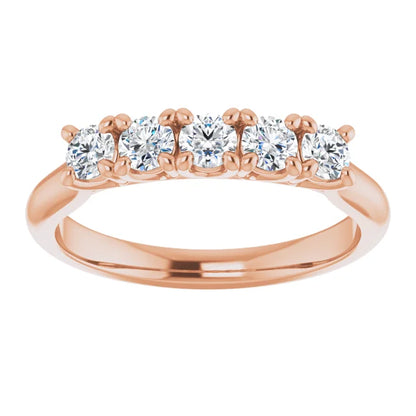 Five Stone Round Brilliant Lab Diamond Anniversary Band