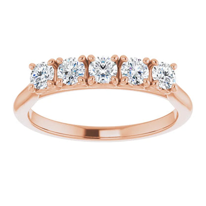 Five Stone Round Brilliant Lab Diamond Anniversary Band