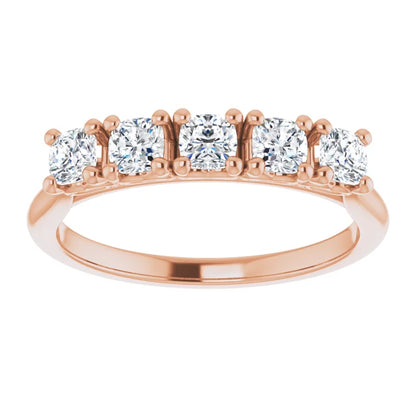 Five Stone Cushion Cut Lab Diamond Anniversary Band