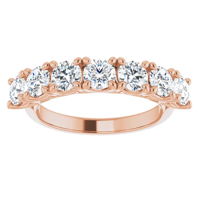 Seven Stone Round Brilliant Lab Diamond Anniversary Band