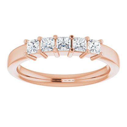 Five Stone Princess Cut Lab Diamond Anniversary Band