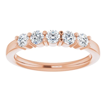 Five Stone Round Brilliant Lab Diamond Anniversary Band