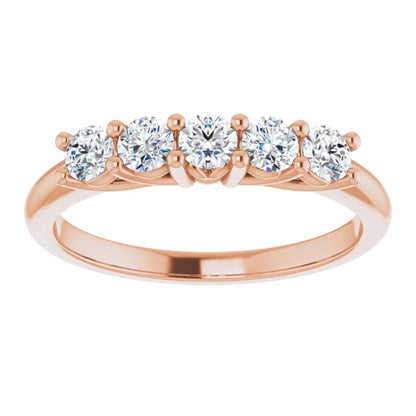 Five Stone Round Brilliant Lab Diamond Anniversary Band