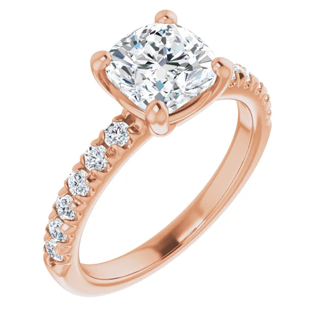 Cushion Four Claw Set Style Engagement Ring