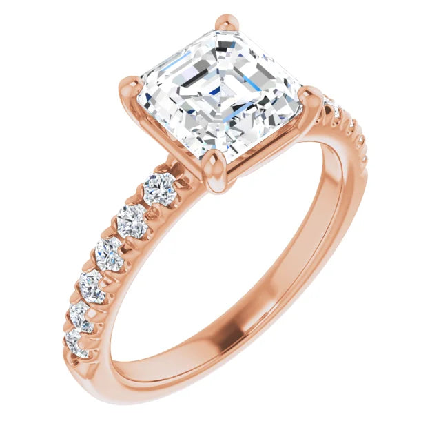 Asscher Four Claw Set Style Engagement Ring