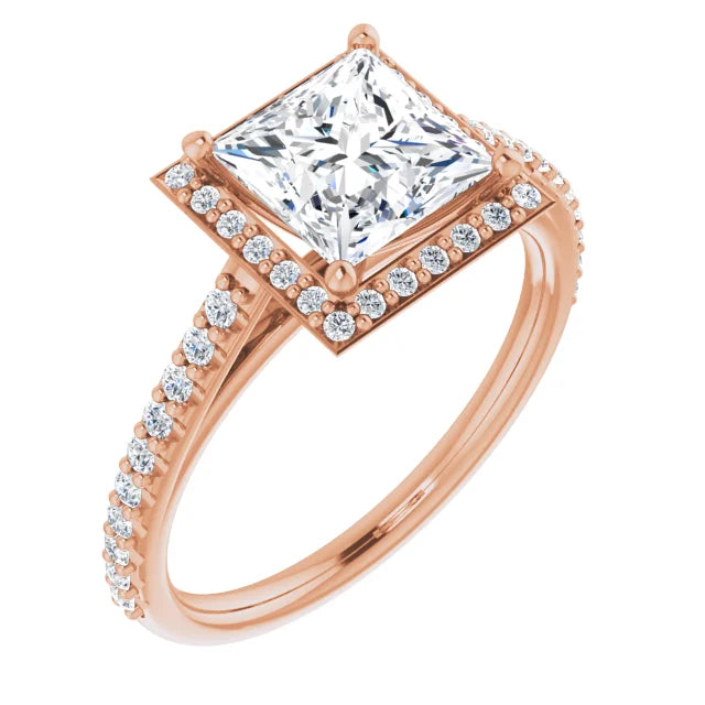 Princess Halo Style Engagement Ring