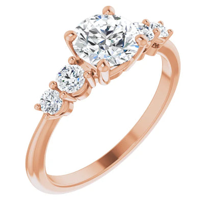 Round Brilliant Multi Stone Accent Style Engagement Ring