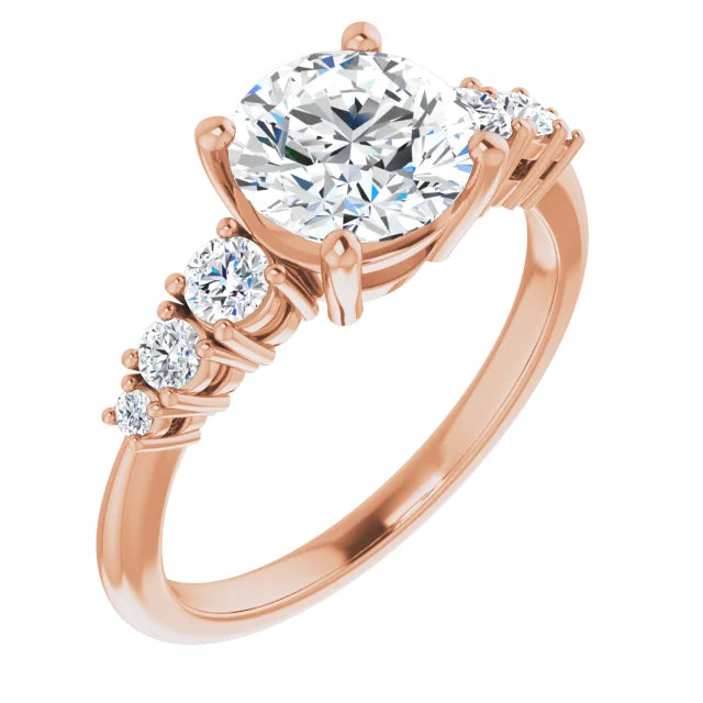 Round Brilliant Multi Stone Accent Style Engagement Ring