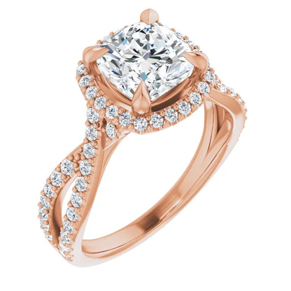 Cushion Twist Halo Style Engagement Ring