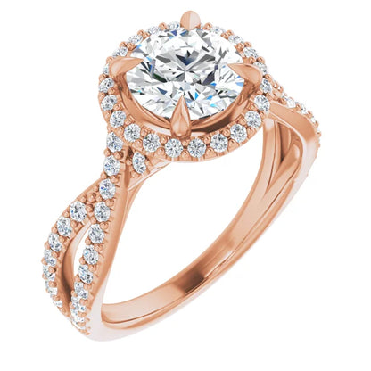 Round Brilliant Twist Halo Style Engagement Ring