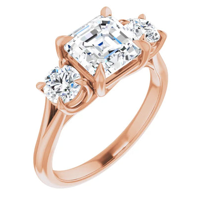 Asscher Accent Engagement Ring