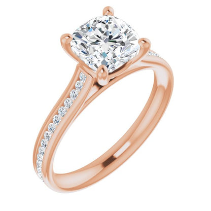 Cushion & Diamond Band Engagement Ring