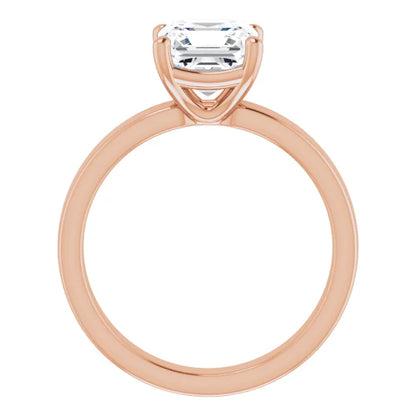 Asscher Wide Band Solitaire Engagement Ring