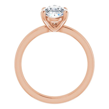 Pear Wide Band Solitaire Engagement Ring