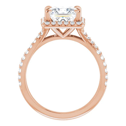 Princess Twist Halo Style Engagement Ring