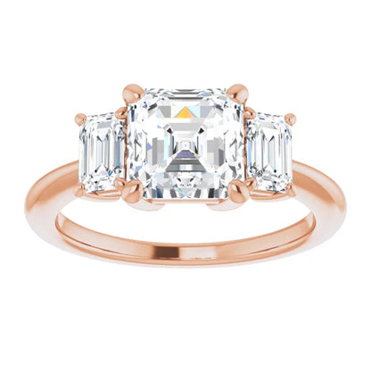 Asscher Accent Engagement Ring