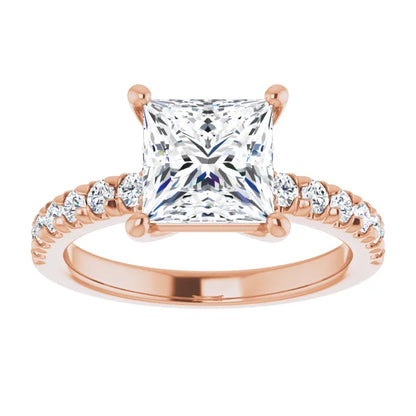 Princess Four Claw Set Style Engagement Ring