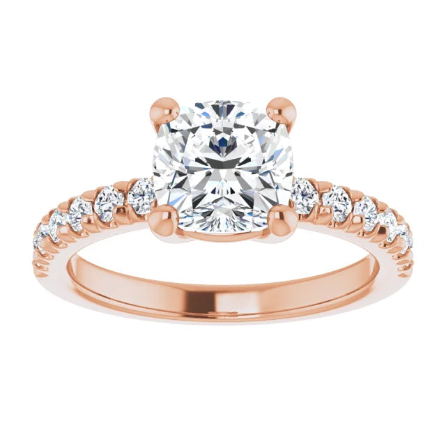 Cushion Four Claw Set Style Engagement Ring