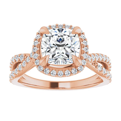 Cushion Twist Halo Style Engagement Ring