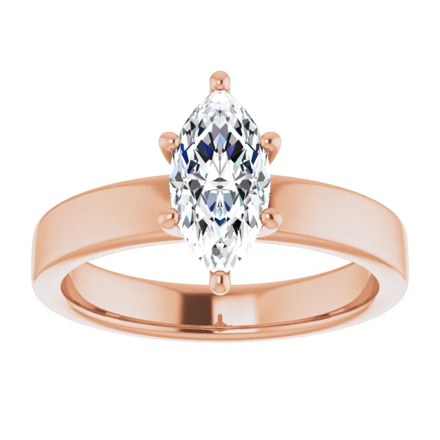 Marquise Wide Band Solitaire Engagement Ring