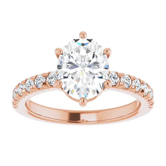 Oval Six Claw Set Style Engagement Ring