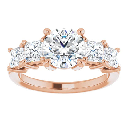 Round Brilliant Multi Stone Accent Style Engagement Ring