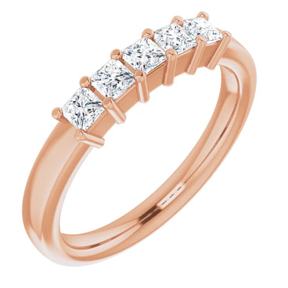 Five Stone Princess Cut Lab Diamond Anniversary Band